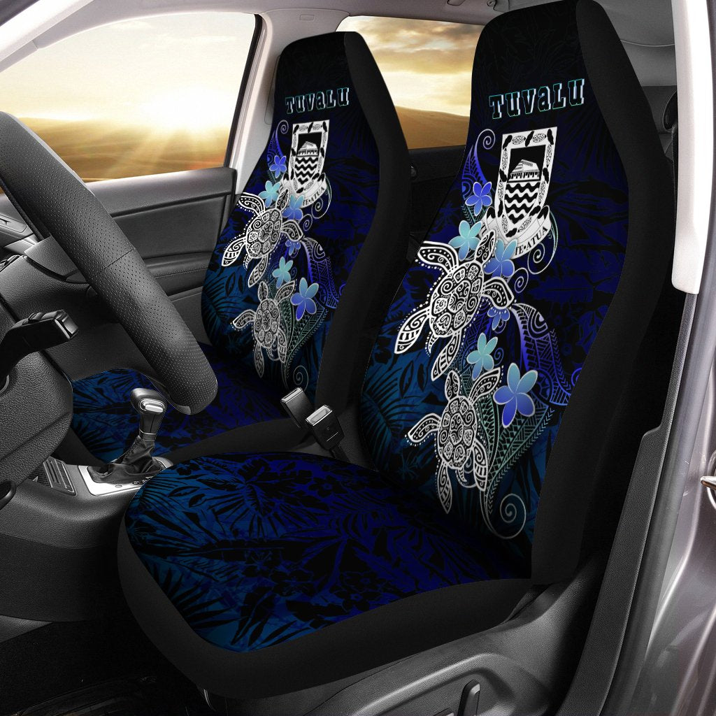 Tuvalu Polynesian Car Seat Covers - Blue Turtle Couple Universal Fit Blue - Polynesian Pride