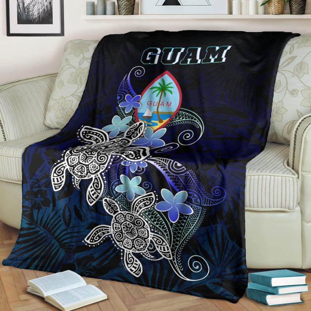 Guam Polynesian Premium Blanket - Blue Turtle Couple - Polynesian Pride