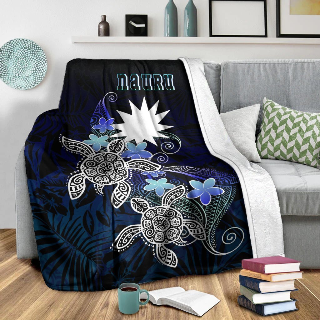 New Caledonia Polynesian Premium Blanket - Blue Turtle Couple White - Polynesian Pride