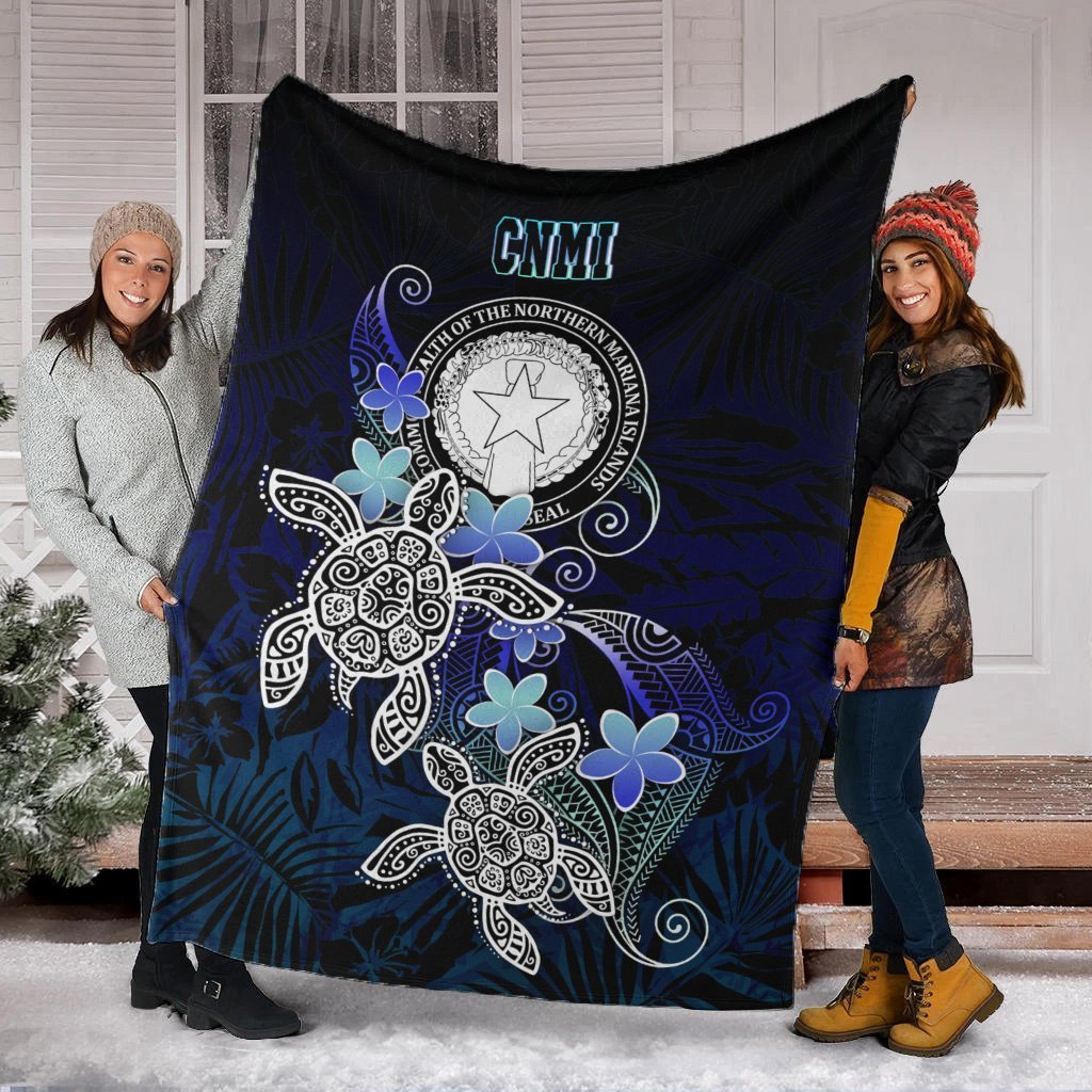 CNMI Polynesian Premium Blanket - Blue Turtle Couple - Polynesian Pride