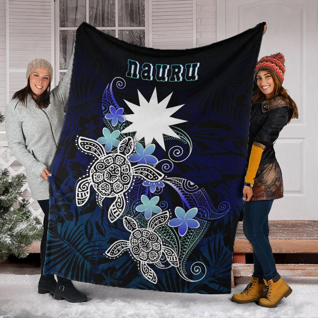 Nauru Polynesian Premium Blanket - Blue Turtle Couple - Polynesian Pride