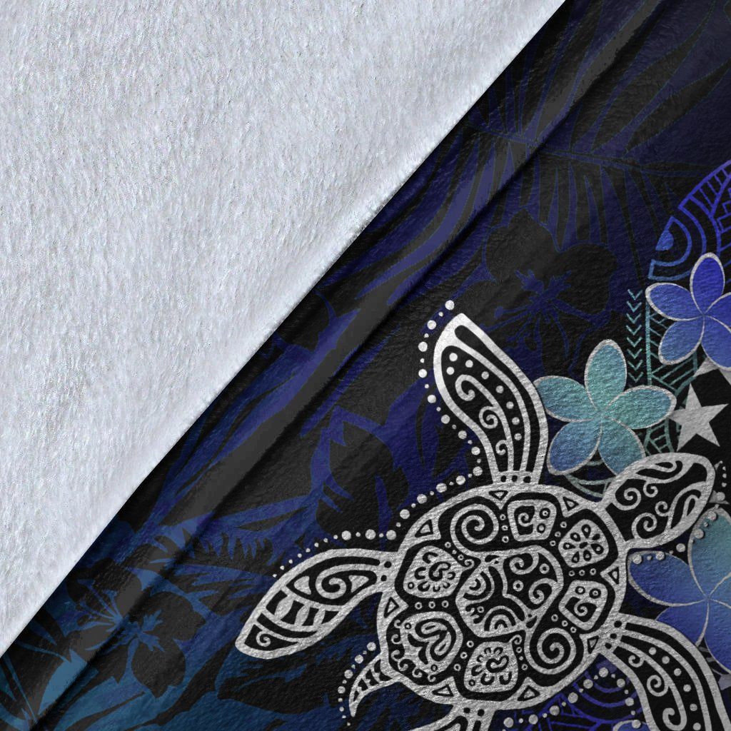 Cook Islands Polynesian Premium Blanket - Blue Turtle Couple - Polynesian Pride