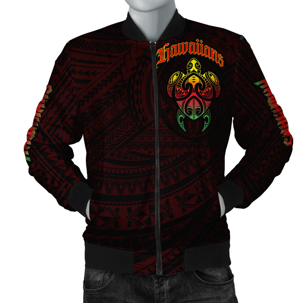 Hawaii Turtle Polynesian Bomber Jacket - Cool - AH Black Unisex - Polynesian Pride