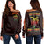 Hawaii Turtle Polynesian Women Off Shoulder Sweater - Cool - AH Black - Polynesian Pride