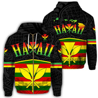 Kanaka Maoli Polynesian Hoodie Zip 3CL AH Unisex Black - Polynesian Pride