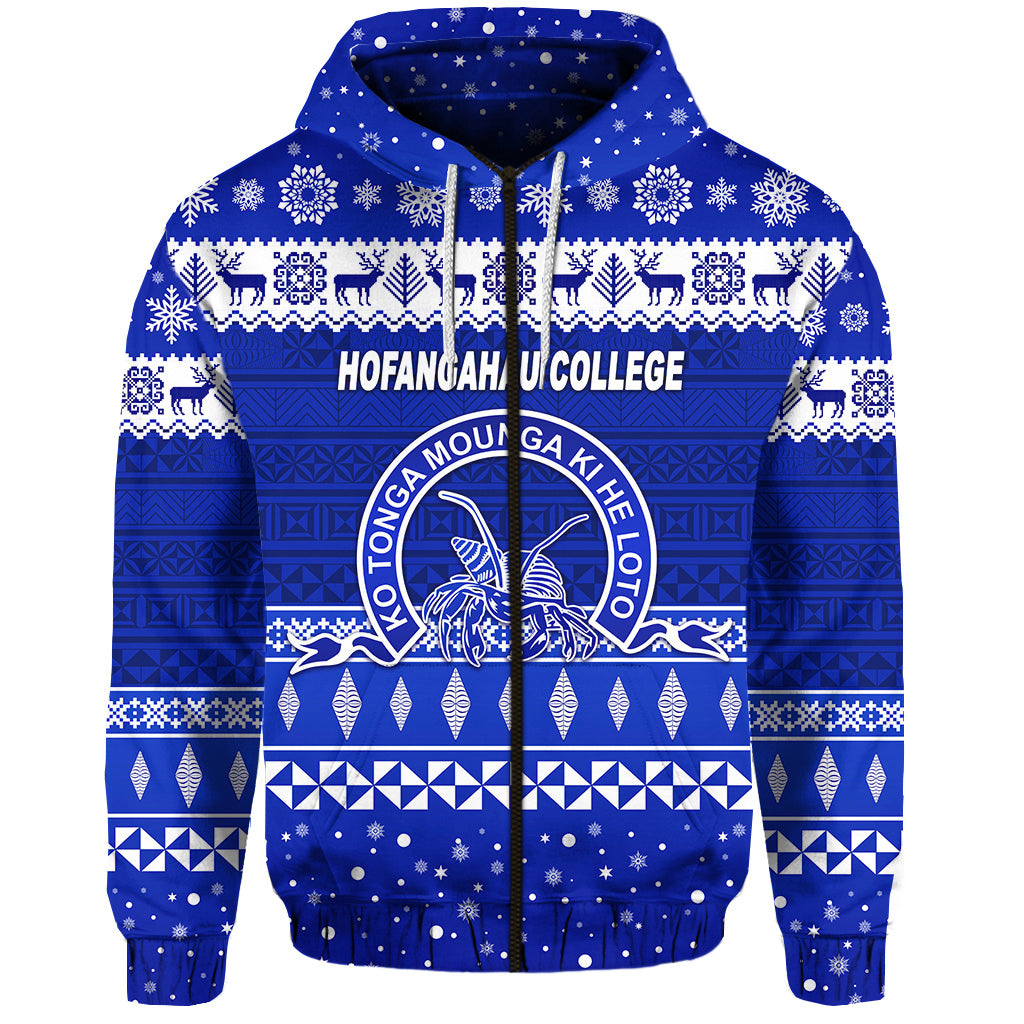 Custom Hofangahau College Christmas Zip Hoodie Simple Style LT8 - Polynesian Pride