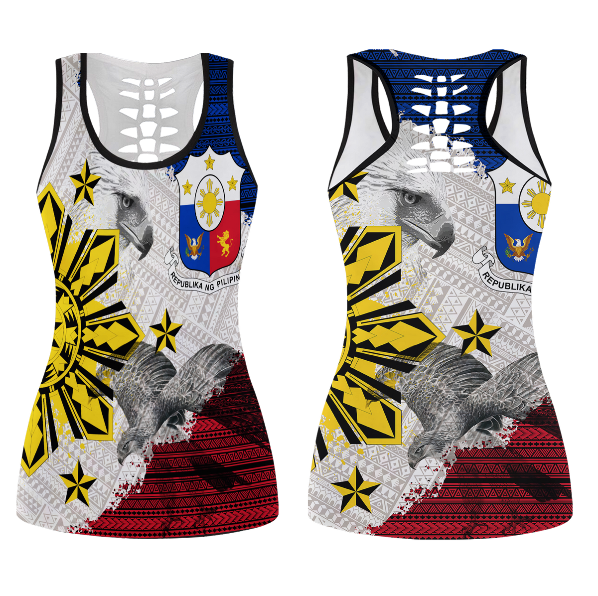 Philippines Filipino Tribal Eagle Hollow Tank Top - LT2 Female WHITE - Polynesian Pride