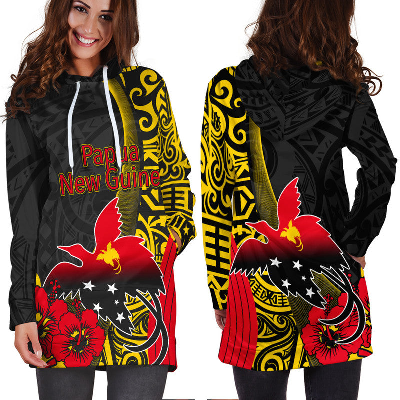 Papua New Guinea Hoodie Dress Vibe Style LT6 Black - Polynesian Pride