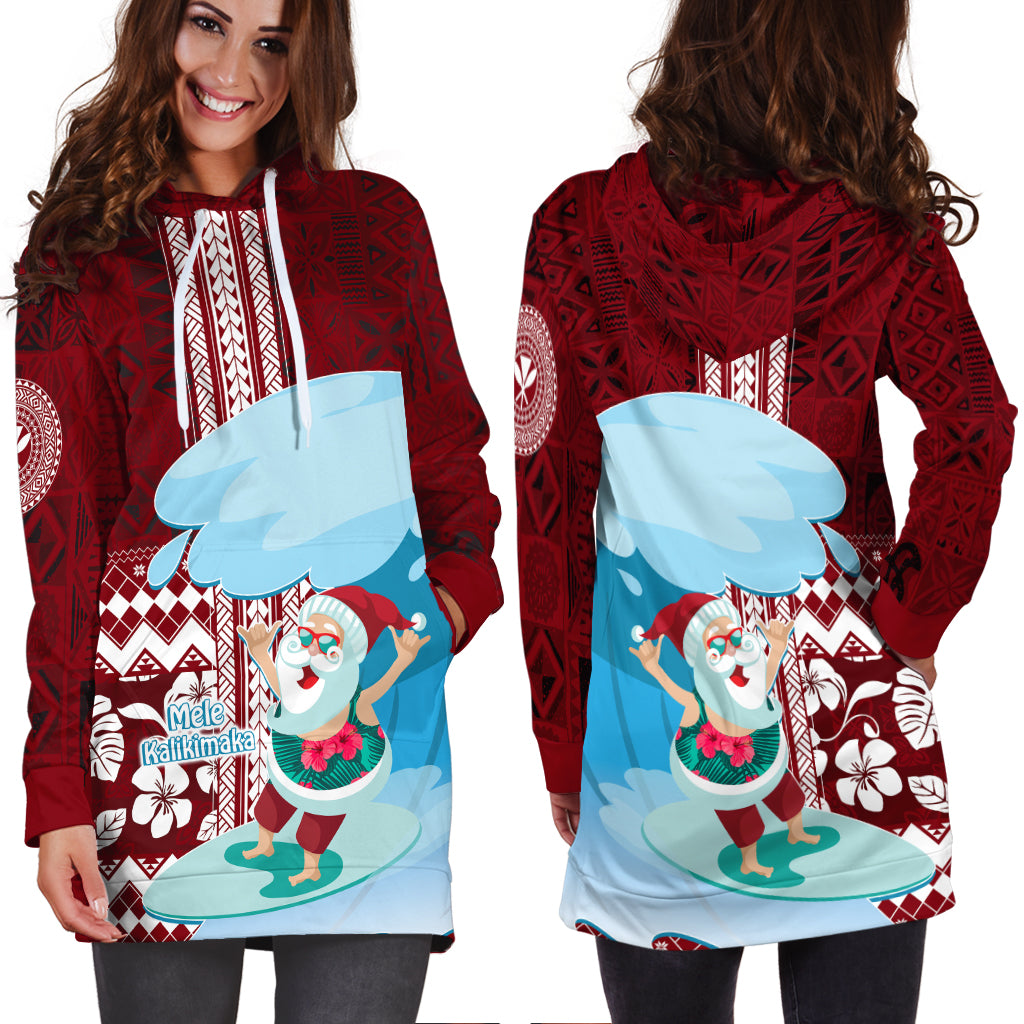 Hawaii Christmas Surfing Santa Claus Mele Kalikimaka Hoodie Dress LT7 - Polynesian Pride