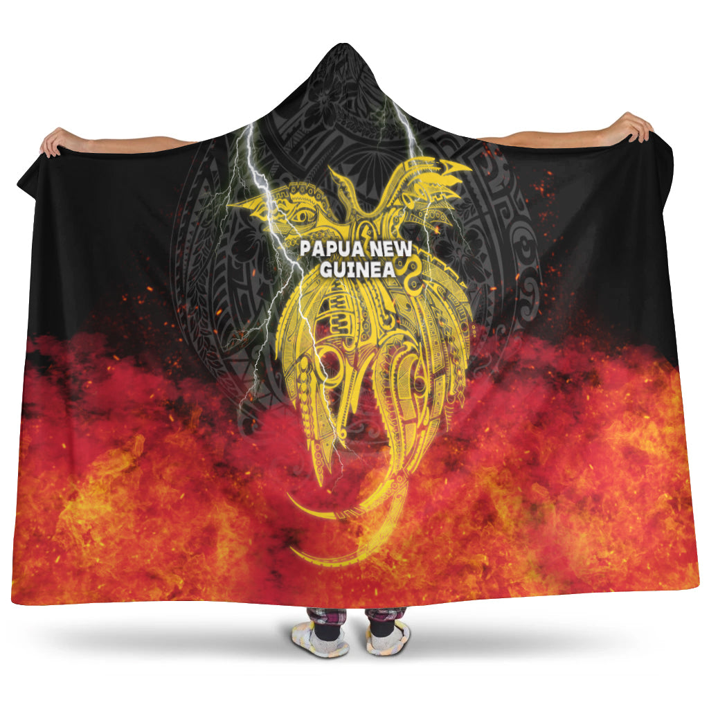 Papua New Guinea Hooded Blanket Independence Day Special Style LT16 Hooded Blanket Black - Polynesian Pride