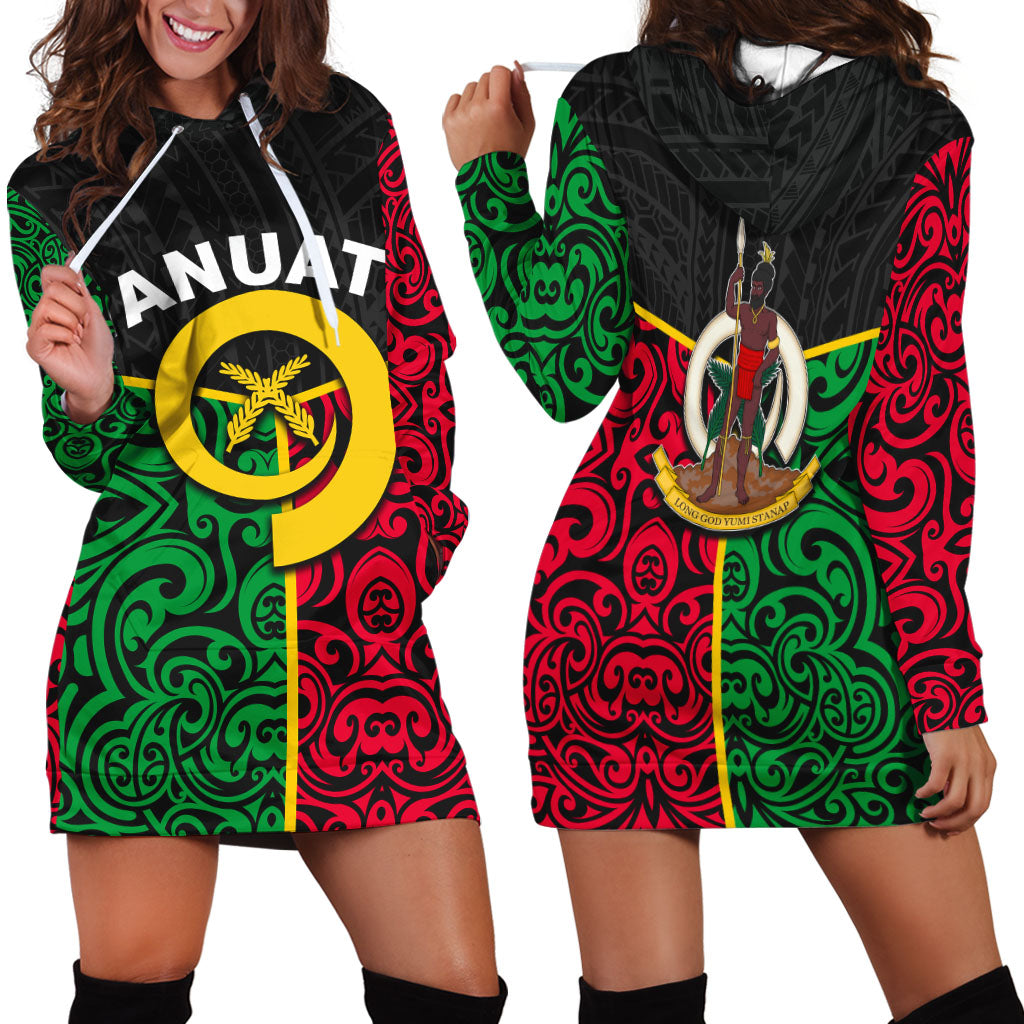 Vanuatu Hoodie Dress Polynesian Patterns Mix Flag LT6 - Polynesian Pride