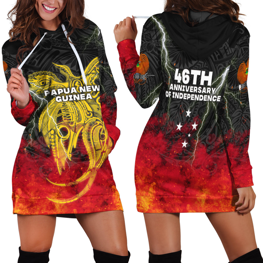 Papua New Guinea Women Hoodie Dress Independence Day Special Style LT16 Black - Polynesian Pride