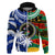 Custom Indigenous South Africa Mixed Fiji Palm Tapa Hoodie LT9 Zip Hoodie Blue - Polynesian Pride