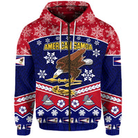 American Samoa Tribal Polynesian Christmas Vibe Hoodie LT9 Zip Hoodie Red - Polynesian Pride