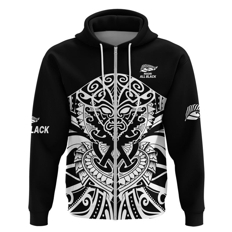 Aotearoa Silver Fern Rugby Sevens Hoodie Maori Tribal All Black LT9 Zip Hoodie Blue - Polynesian Pride