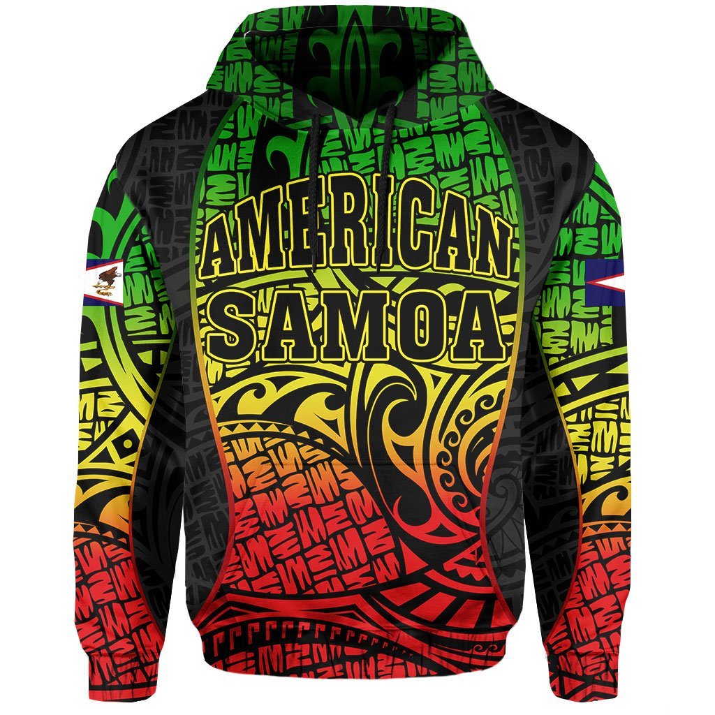 American Samoa Reggae Hoodie Gel Style - Polynesian Pride