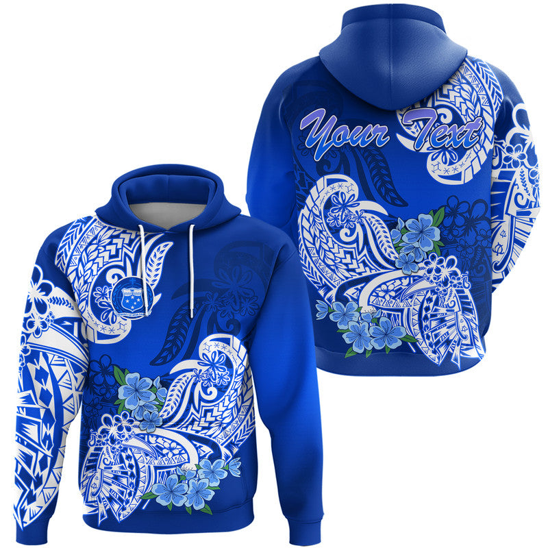 Custom Polynesian Samoa Floral Tribal Hoodie LT9 Zip Hoodie Blue - Polynesian Pride
