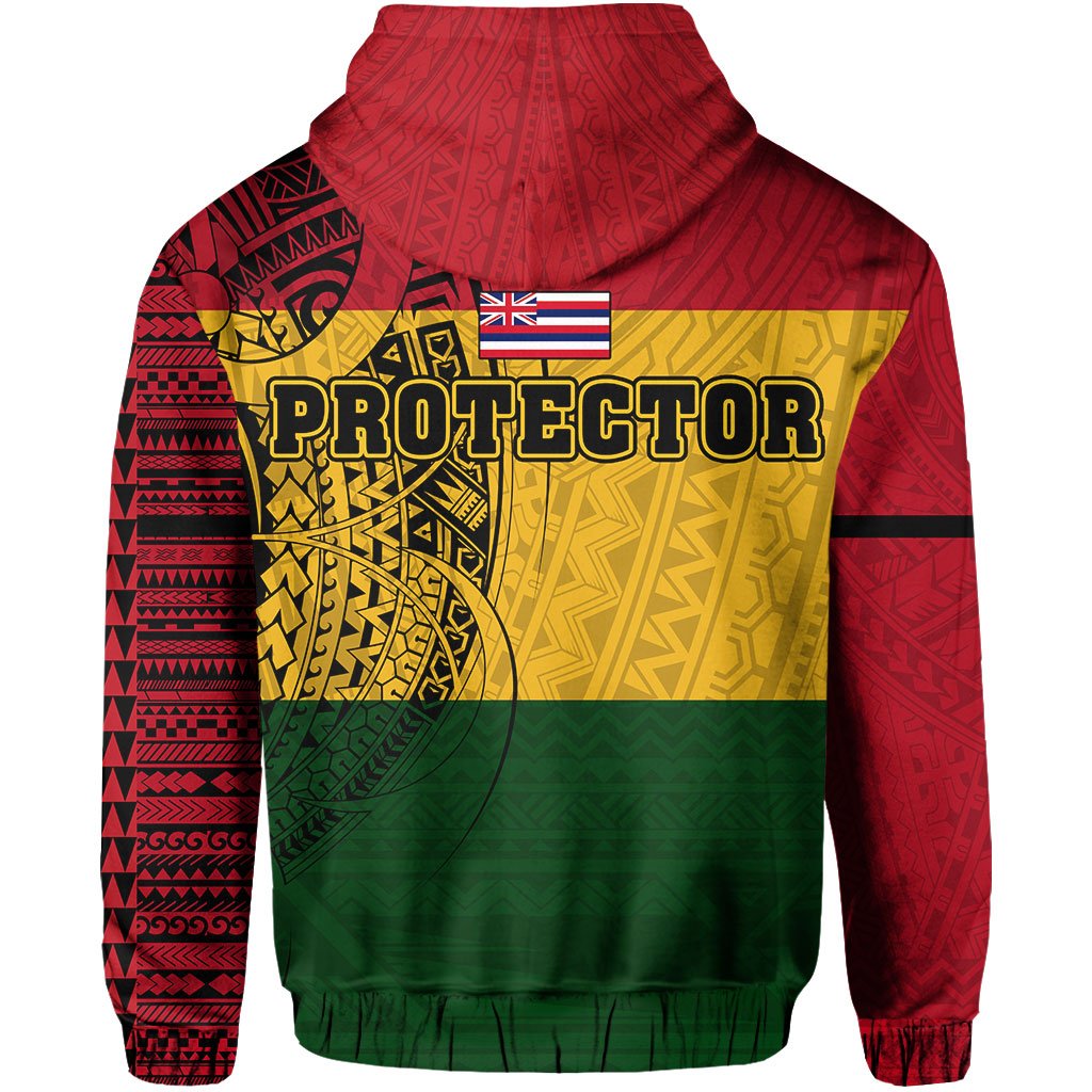 Polynesian Kakau Mauna Kea Protectors Kanaka Flag Hawaii Zip Hoodie - Polynesian Pride
