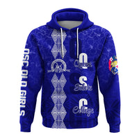 Custom Tonga Kolisi Kuini Salote Hibiscus Hoodie QSC Old Girls LT7 Unisex Blue - Polynesian Pride