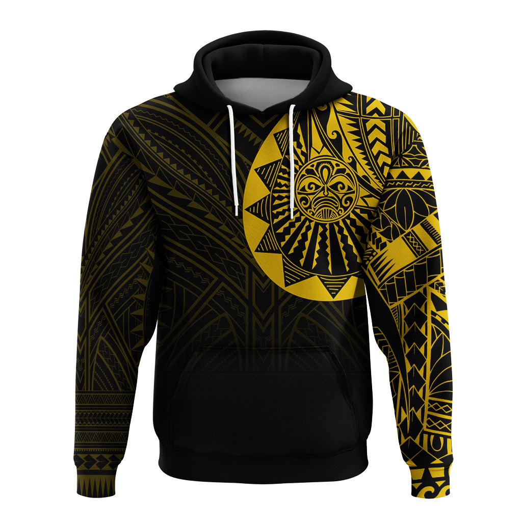 Polynesian Full Sleeve Tattoo Hoodie Gold Vibes LT7 Unisex Black - Polynesian Pride