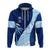 Custom Fiji Sevens Hoodie Kaiviti Kesakesa LT7 Zip Hoodie Blue - Polynesian Pride