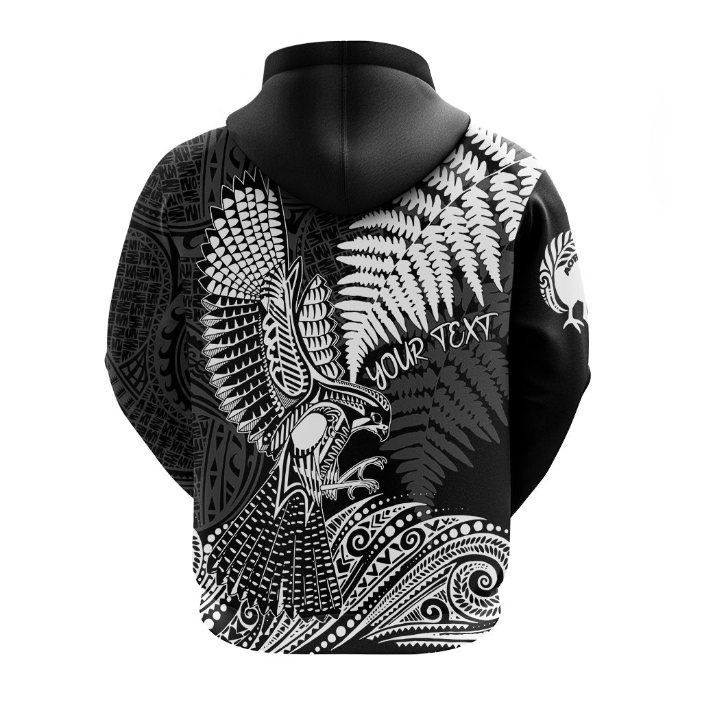 Custom Aotearoa Silver Fern Hoodie Flying Karearea LT7 - Polynesian Pride