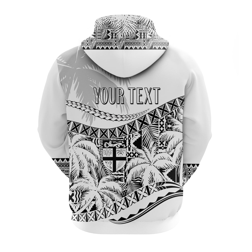 Custom Fiji Day Hoodie Flying Fijians Masi Kesa Style White LT7 - Polynesian Pride