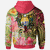 Nauru Zip Hoodie Flowers Tropical With Sea Animals - Polynesian Pride