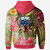 Samoa Zip Hoodie Flowers Tropical With Sea Animals - Polynesian Pride
