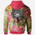 American Samoa Zip Hoodie Flowers Tropical With Sea Animals - Polynesian Pride