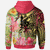 New Caledonia Zip Hoodie Flowers Tropical With Sea Animals - Polynesian Pride