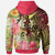 Vanuatu Zip Hoodie Flowers Tropical With Sea Animals - Polynesian Pride