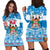 (Custom Personalised) Fiji Masi Tapa Christmas Vibe Hoodie Dress LT9 Blue - Polynesian Pride