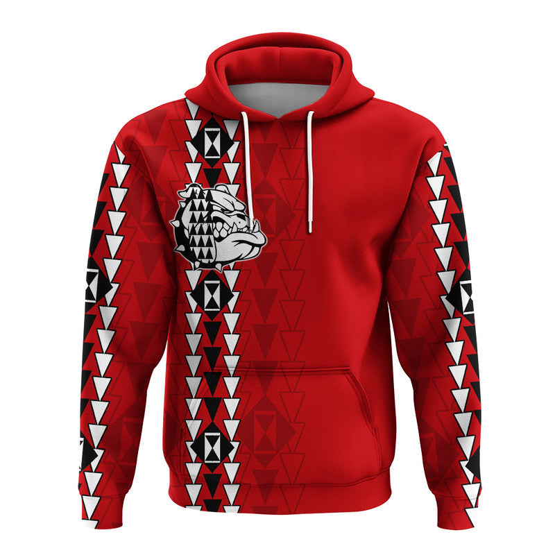 Hawaii Waialua Bulldogs High Mix Kakau Hoodie LT6 Pullover Hoodie Red - Polynesian Pride