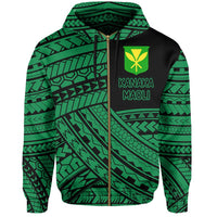 Polynesian Protect Mauna Kea Kanaka Maoli Hawaii Zip Hoodie Green Quarter Style - Polynesian Pride