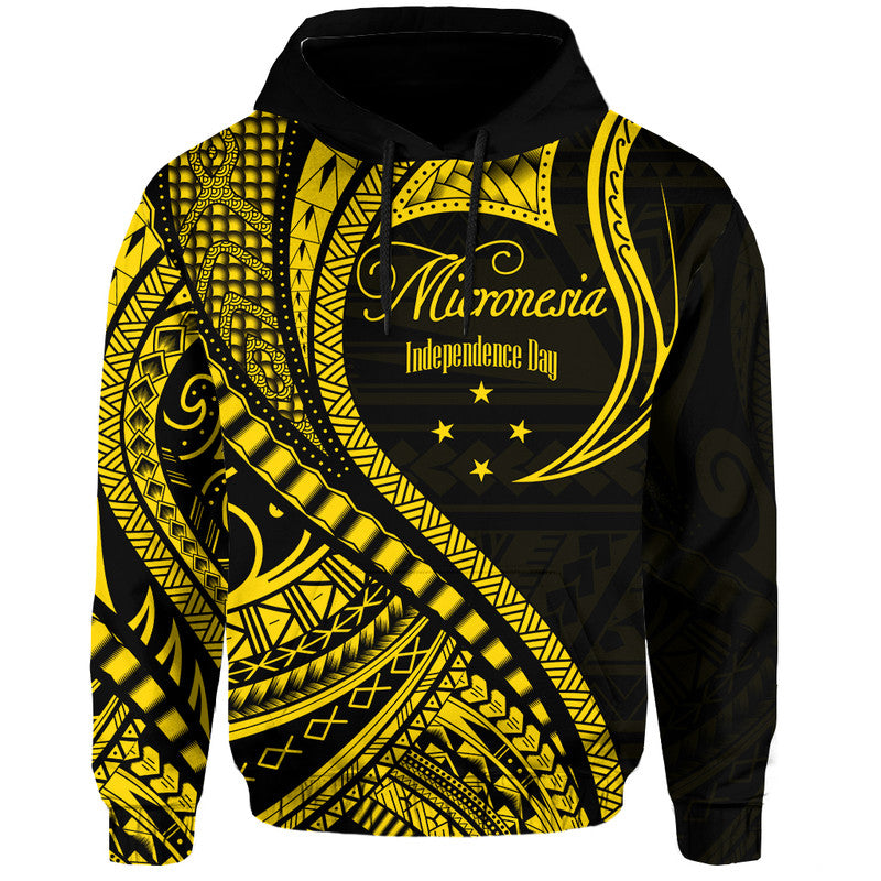 Custom Federated States of Micronesia Independence Day Hoodie Gold Polynesian Wave Style LT9 Hoodie Gold - Polynesian Pride