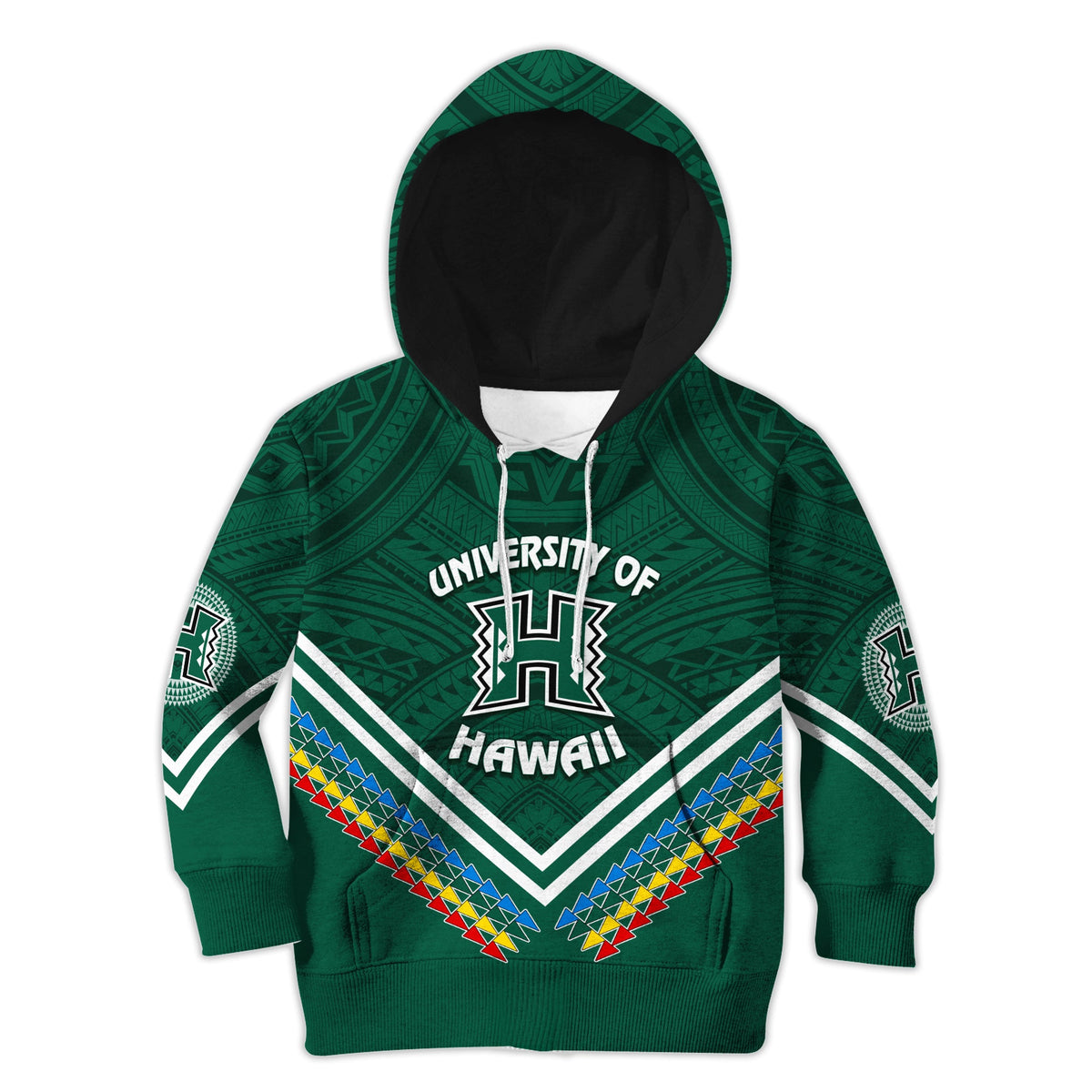 Personalised Hawaii Rainbow Warriors Hoodie KID Simple Style LT7 Deep Green - Polynesian Pride
