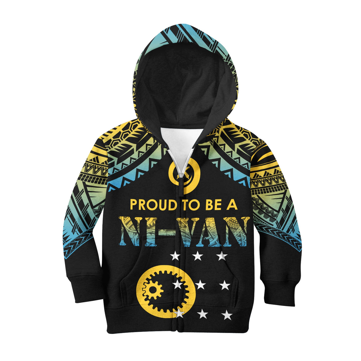 Vanuatu Proud To Be A Ni-Van - Polynesian Pattern KID Hoodie - Sanma Province LT7 Zip Hoodie Black - Polynesian Pride