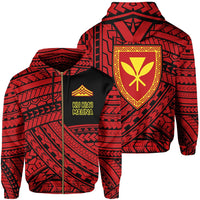 Polynesian Protect Mauna Kea Kanaka Maoli Hawaii Zip Hoodie Quarter Style Unisex Red - Polynesian Pride