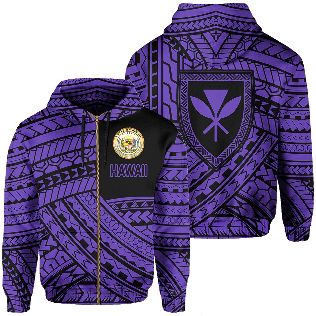 Polynesian Protect Mauna Kea Kanaka Maoli Hawaii Zip Hoodie Purple Quarter Style Unisex Purple - Polynesian Pride