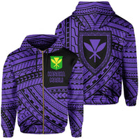 Polynesian Protect Mauna Kea Kanaka Maoli Hawaii Zip Hoodie Purple Quarter Style Unisex Purple - Polynesian Pride