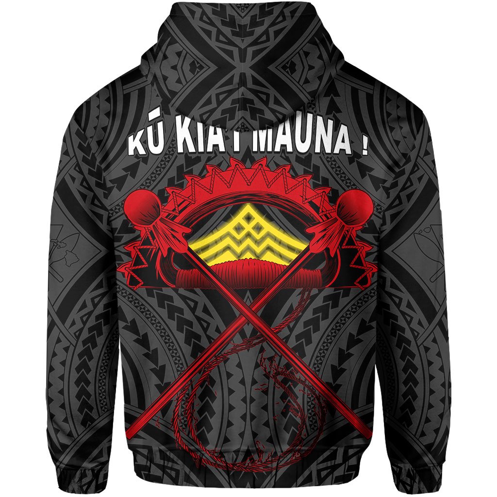 Polynesian Protect Mauna Kea Ikaika Warrior Weapon Hawaii Zip Hoodie Grey - Polynesian Pride
