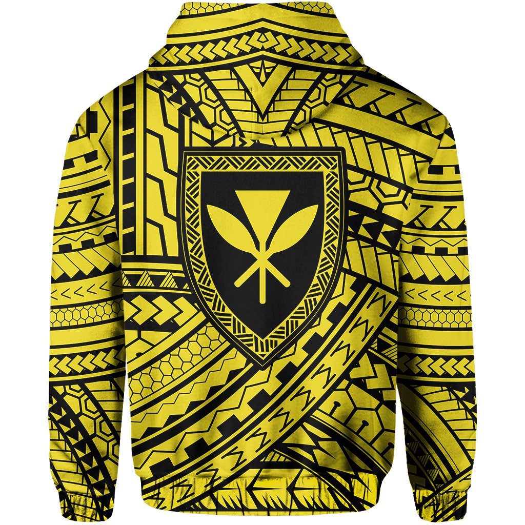 Polynesian Protect Mauna Kea Kanaka Maoli Hawaii Zip Hoodie Yellow Quarter Style - Polynesian Pride