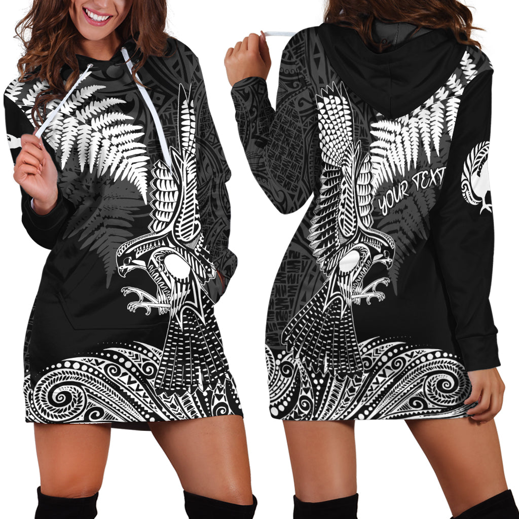 (Custom Personalized) Aotearoa Silver Fern Hoodie Dress Flying Krearea LT7 - Polynesian Pride