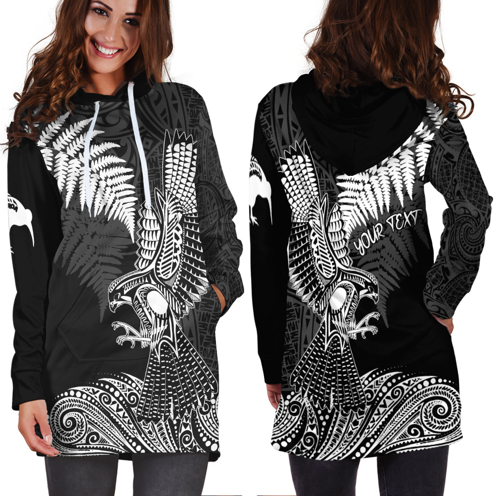 (Custom Personalized) Aotearoa Silver Fern Hoodie Dress Flying Krearea LT7 - Polynesian Pride