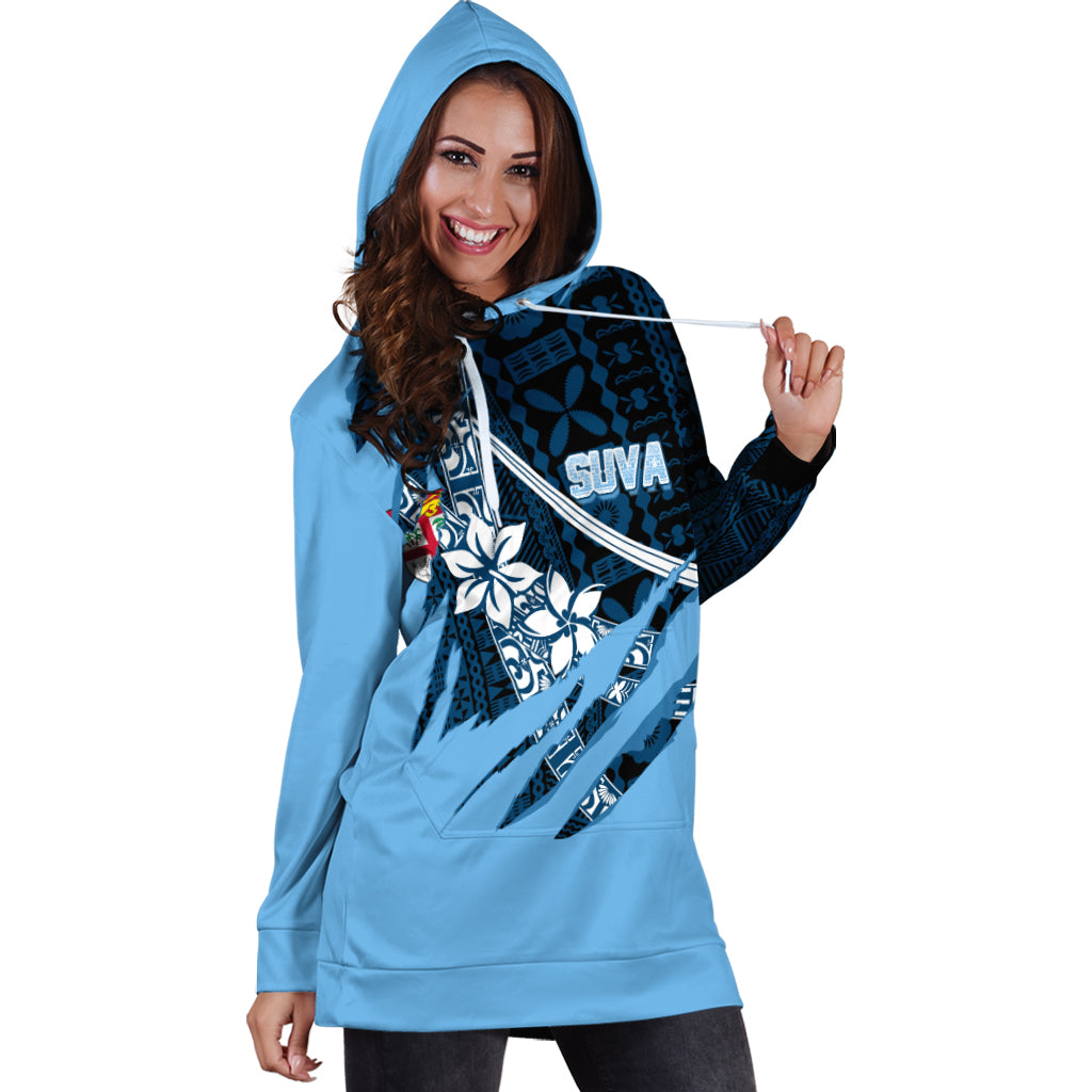 Fiji Suva Masi Pattern Personalised Hoodie Dress Claw Style LT7 - Polynesian Pride
