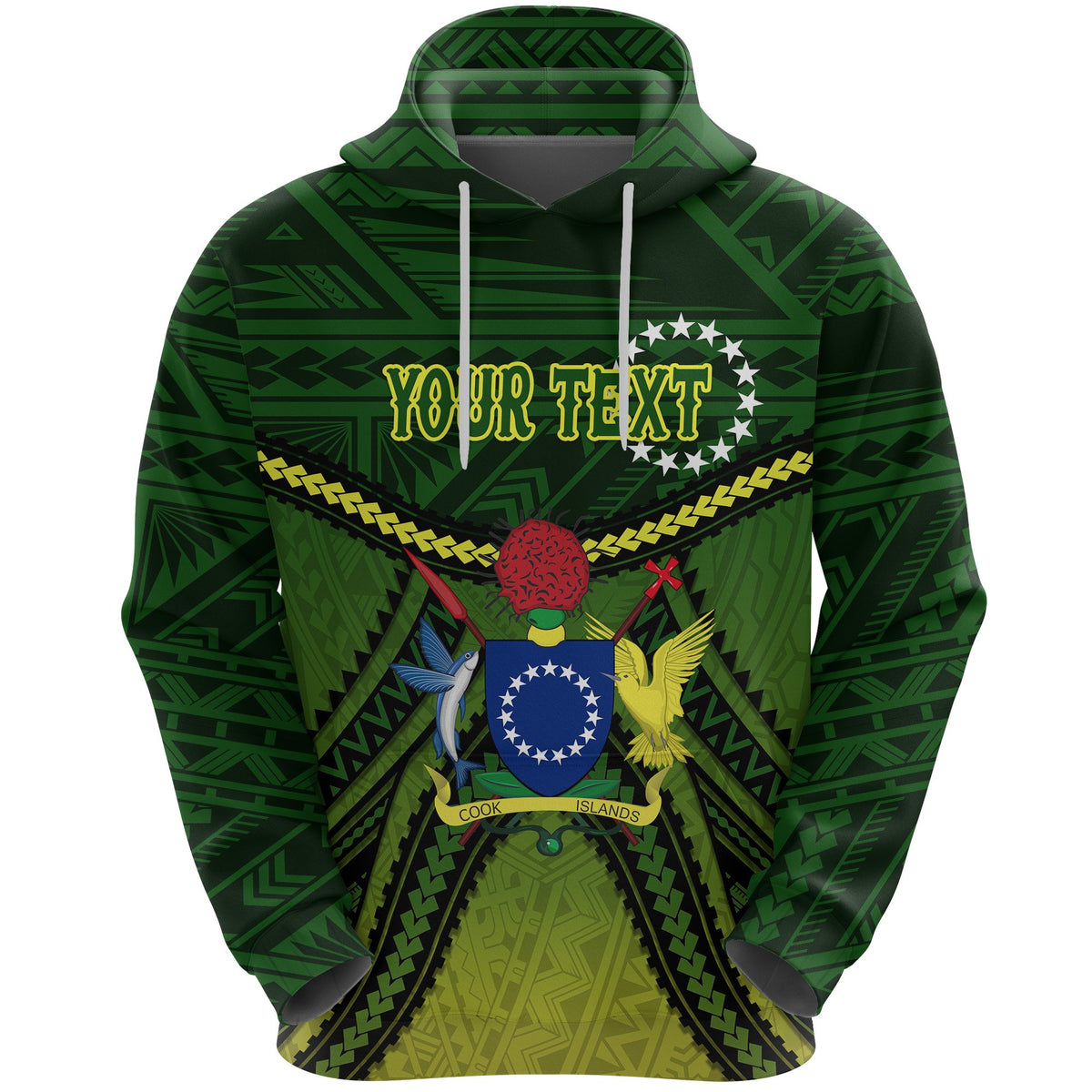 Custom Cook Islands Hoodie Polynesian Tattoo Seashore Unisex Green - Polynesian Pride