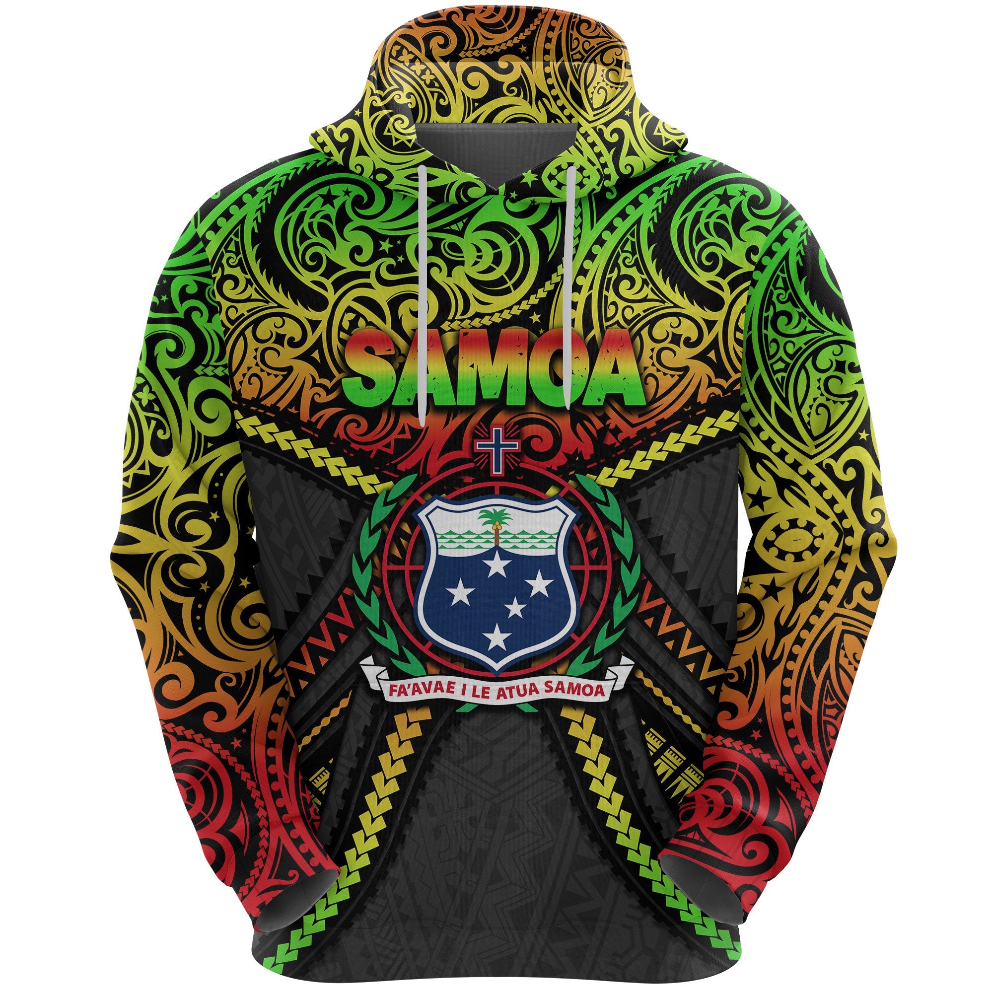 Samoa Hoodie Polynesian Tattoo Seashore Unisex Reggae - Polynesian Pride