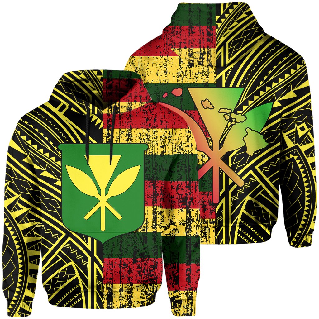 Hawaii Kanaka Flag Polynesian Hoodie Bright Style Unisex Yellow - Polynesian Pride