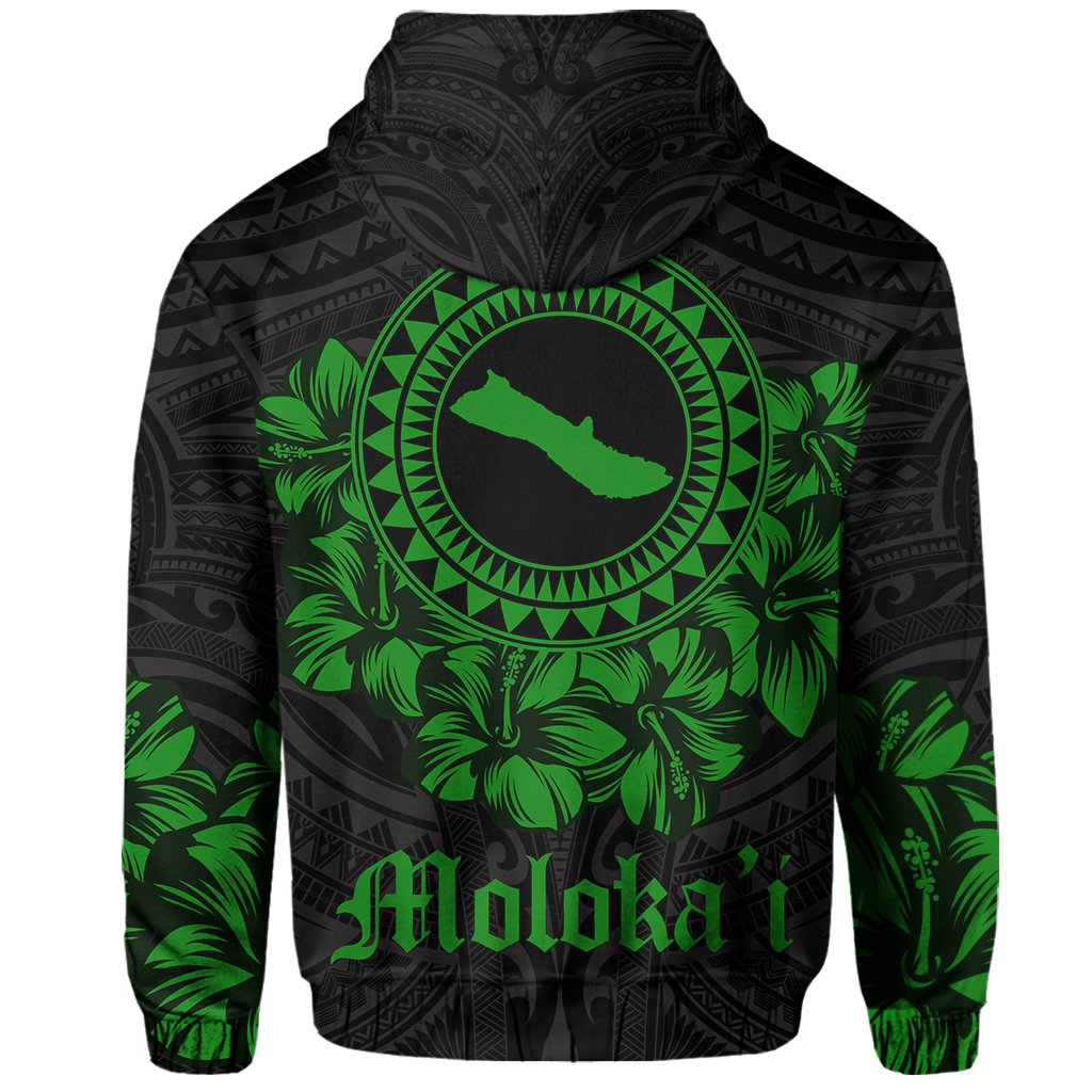 Molokai Map Hibiscus Polynesian Hoodie Lithe Style - Polynesian Pride